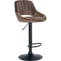 CLP Barhocker höhenverstellbar mit Lehne Milet, Barstuhl gepolstert Samtbezug, Tresenstuhl mit Metallgestell drehbar, Farbe: braun, Gestellfarbe: schwarz