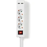 Nedis EXSO315UFSWT Mehrfachsteckdose mit Schutzleiter/Typ F (CEE 7/7), 1,5 m, weiß