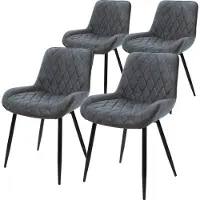 ML-Design 4er Set Esszimmerstühle mit Rücken- und Armlehnen, Anthrazit, PolyurethanKunstleder Sitzfläche, Polsterstuhl mit Metallbeine