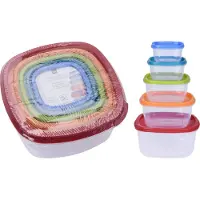 Excellent houseware Set mit 5 -Lebensmittelboxen mit Deckel, Kunststoff, mehrfarbig