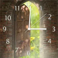 Wallario Design Wanduhr Offene Pforte aus Echtglas, Größe 30 x 30 cm