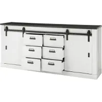 Lomadox Sideboard Kommode SHELTON-61 in Pinie weiß Nb. mit anthrazit, B/H/T: ca. 201/91/43 cm