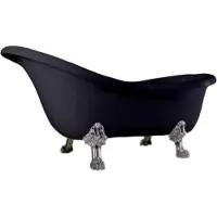 Casa Padrino Luxus Jugendstil Badewanne Schwarz / Silber 174 x 83 x H. 81 cm - Freistehende Retro Badewanne mit Löwenfüßen - Retro Badezimmer Möbel