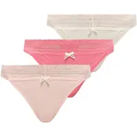 HUGO underwear String "Lace", Damen, Gr. XXL, 3 Stk., Jersey, bunt (open miscellaneous 961), Jersey, Obermaterial: 95% Baumwolle, 5% Elasthan, körpernah, Unterhosen String, mit Spitzeneinsatz