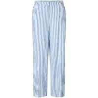 Pieces Stoffhose "PCSTINNA HW PANTS WVN NOOS BC", Damen, Gr. XXL (44), N-Gr, hydrangea stripes:hellweiß, Web, Obermaterial: 100% Baumwolle, gestreift, weit lang, Hosen Stoffhose, mit weitem Bein