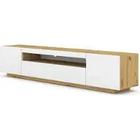 Homlando TV Schrank AURA 200 cm (Artisan Eiche / Weiß Matt mit LED) Hängend oder Stehen universal Unterschrank Fernsehschrank TV Board Sideboard HiFi-Tisch Hängender Schrank Lowboard