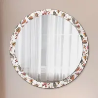 Wallfluent Runder Spiegel mit Modernem Aufdruck - Dekospiegel Wandmontage -Vintage Blumen- Ø100cm