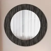 Wallfluent Runder Spiegel mit Modernem Aufdruck - Dekospiegel Wandmontage -Abstrakt metallisch- Ø50cm