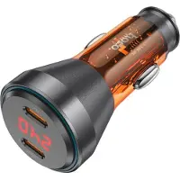 Hoco Autoladegerät 2 x Typ C 30W mit Display PD60W NZ12C orange