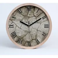 Tulup Holzuhr 30fi cm wanduhr - schwarze Spitzen - Steinwand