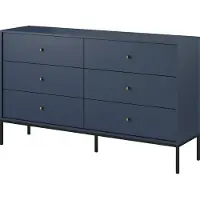 Masseno Kommode MONDO 154 cm Sideboard mit 6 Schubladen für Wohnzimmer Schlafzimmer Modern 154x39x89 cm Blau / Blau