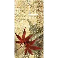 Wallario Design Wanduhr bedruckt, Größe 30 x 60 cm, Motiv: Paris Design - Eiffelturm im Herbst