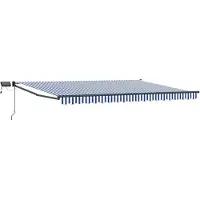 Syfax Manuelle Markise mit Solar-LED 5 x 3 m Blau-weiß gestreift