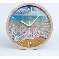 Tulup Holzuhr 30fi cm wanduhr - weiße Spitzen - Hawaii-Strand