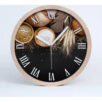 Tulup Holzuhr 30fi cm wanduhr - weiße Spitzen - Brot und Weizen