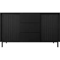 Mirjan 24 Sideboard Ozmi 2D3SZ, Kommde mit zwei Drehtür und drei Schubladen, Griffloses Öffnungssystem push to open (Farbe: Schwarz)