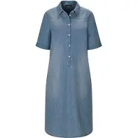 Goldner Sommerkleid "Kurzgröße Baumwollkleid mit heller Waschung", Damen, Gr. 24, K-Gr, blau, Obermaterial: 100% Baumwolle CO., gerade, Kleider Sommerkleid, Nahttaschen an der Seite