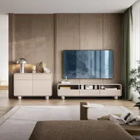 Lomadox Wohnwand in Beige minimalistisches Design, Kommode mit Lowboard, 2-teilig - ALBINIA-160