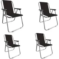 Linder Exclusiv GmbH Campingstuhl Anglersessel Gartenstuhl Sessel mit Armlehne schwarz 4er Set