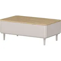 Lomadox Wohnzimmer Couchtisch 100 cm breit in Beige mit Eiche, 2 Schubladen, Holzfüße - ELOY-141