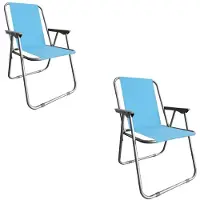 Linder Exclusiv GmbH Campingstuhl Anglersessel Gartenstuhl Sessel mit Armlehne hellblau 2er Set