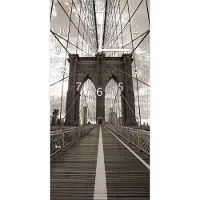 Wallario Design Wanduhr Brooklyn Bridge in New York aus Echtglas, Größe 30 x 60 cm