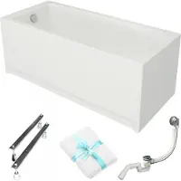 Cersanit | Badewanne - Rechteckbadewanne Flavia - 160x70 Cm - Mit Weißer Verkleidung - Inklusive Siphon Und Füßen - Acrylwanne