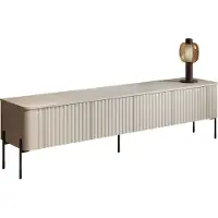 Mirjan 24 TV-Lowboard Vera 190, TV-Schrank mit vier Drehtüren, Schwarze Metallfüße (Farbe: Cashmere)