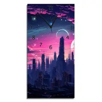 Wallario Design Wanduhr bedruckt, Größe 30 x 60 cm, Motiv: Galaxie in der Abenddämmerung