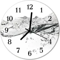 Tulup Glasuhr Wanduhr Küchenuhr Echt-Glas 30fi cm Wasser grau