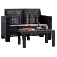 AEA Stilvolles 2-teiliges Gartenmöbel-Set: 2-Sitzer-Sofa und Couchtisch.
