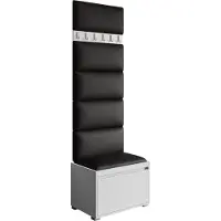 Mirjan 24 Garderoben-Set Grawis 60, Schuhschrank und Kleiderhakenbrett, 6 Stück gepolsterte Wandpaneele 60x30 (Weiß + Soft 011)