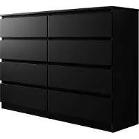 Mirjan 24 Kommode Malwa M8 140, Stilvoll Sideboard mit 8 Schubladen, Schlafzimmer Highboard, Modern Kollektion (Schwarz)