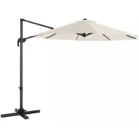 In And OutdoorMatch Ampelschirm Jada - Sonnenschirm - 360 drehbar - Terrassenschirm - 300 cm - UV-Schutz bis UPF 50+ - verstellbarer Neigungswinkel - Gartenschirm - mit Kurbel und Ständer - Weiß