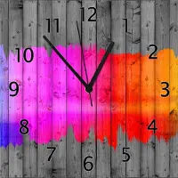 Wallario Design Wanduhr Holzpaneel - Bemaltes buntes Holz aus Echtglas, Größe 30 x 30 cm