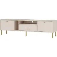Masseno TV-Schrank TORINO 180 cm Fernsehschrank mit 1 Schubladen und 2 Türen TV-Lowboard für Wohnzimmer Modern 180x40,8x50 cm Beige / Beige