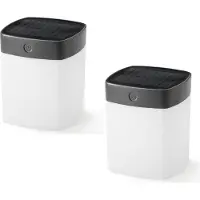 Konstsmide Solar LED Leuchte im 2er Set Grau 3-Stufen Dimmer IP44 Terrassenbeleuchtung