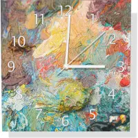 Wallario Design Wanduhr Künstlerischer Farbrausch aus Aluverbund, Größe 30 x 30 cm