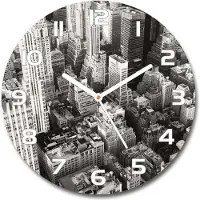 Tulup Wanduhr aus Glas 30fi Glasbild Glasuhr Gehärtetes Glas - weisse-zeiger - New York bird flight