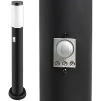 MasterLed Außenleuchte E27 IP44 mit Sensor Pollerleuchte Edelstahl 65cm Schwarz Wegeleuchte Gartenbeleuchtung Bewegungsmelder