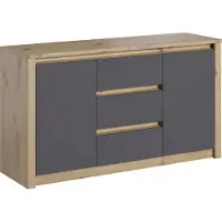 Feldmann-Wohnen Kommode Malta Sideboard Anrichte 140cm grifflos Eiche Artisan / grau