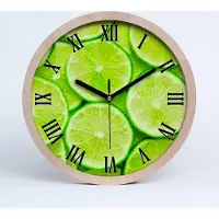 Tulup Holzuhr 25fi cm wanduhr - schwarze Spitzen - Limette