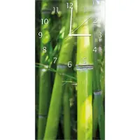 Wallario Design Wanduhr bedruckt, Größe 30 x 60 cm, Motiv: Bambus im Sonnenschein