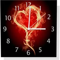 Wallario Design Wanduhr Brennendes Herz aus Aluverbund, Größe 30 x 30 cm