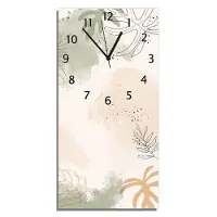 Wallario Design Wanduhr Botanisches Aquarell aus Echtglas, Größe 30 x 60 cm