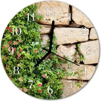Tulup Glasuhr Wanduhr Küchenuhr Echt-Glas 30fi cm Steine Natur grün