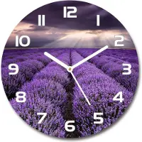 Tulup Wanduhr aus Glas 30fi Glasbild Glasuhr Gehärtetes Glas - weisse-zeiger - Lavender field