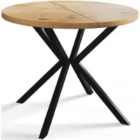 Alpi Möbel Alpi Moebel, Runder Esstisch Loft Liten, Modern Ausziehbarer Tisch 90-170 cm, Hellbraun mit Schwarz Metallbeinen