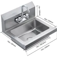 OEM Handwaschbecken, langlebiger Edelstahl, auslaufsichere Armatur, Kein Baffle