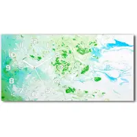 Tulup Wanduhr aus Glas – 60x30 cm - Glasbild - Glasuhr - Gehärtetes Glas - weisse-zeiger - Abstrakter Hintergrund